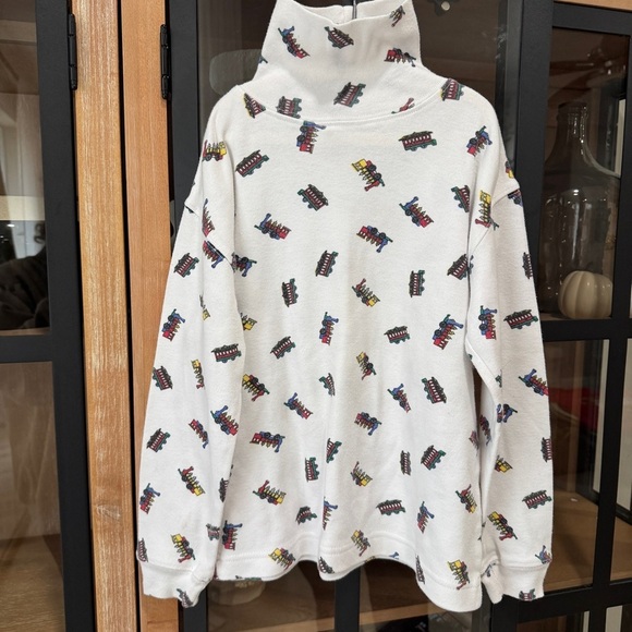 Vintage 90s Talbots Kids Trains Print Turtleneck sweater long sleeve tee toddler - Picture 2 of 6